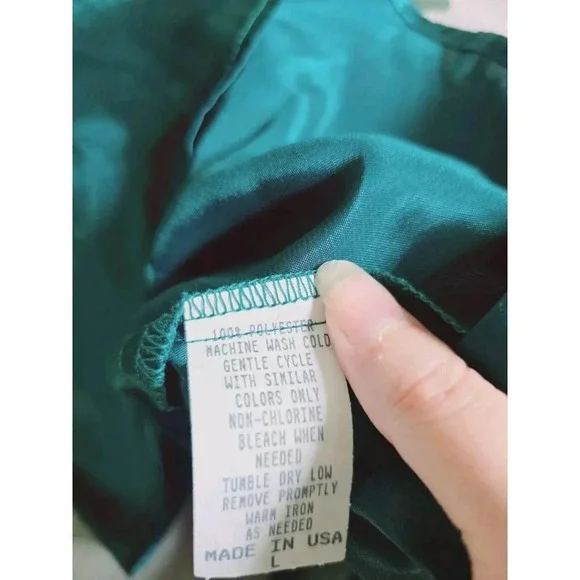 Victorias Secret Country Satin Silky Monogram Emerald Green Tank Top Camisole L - Picture 11 of 13